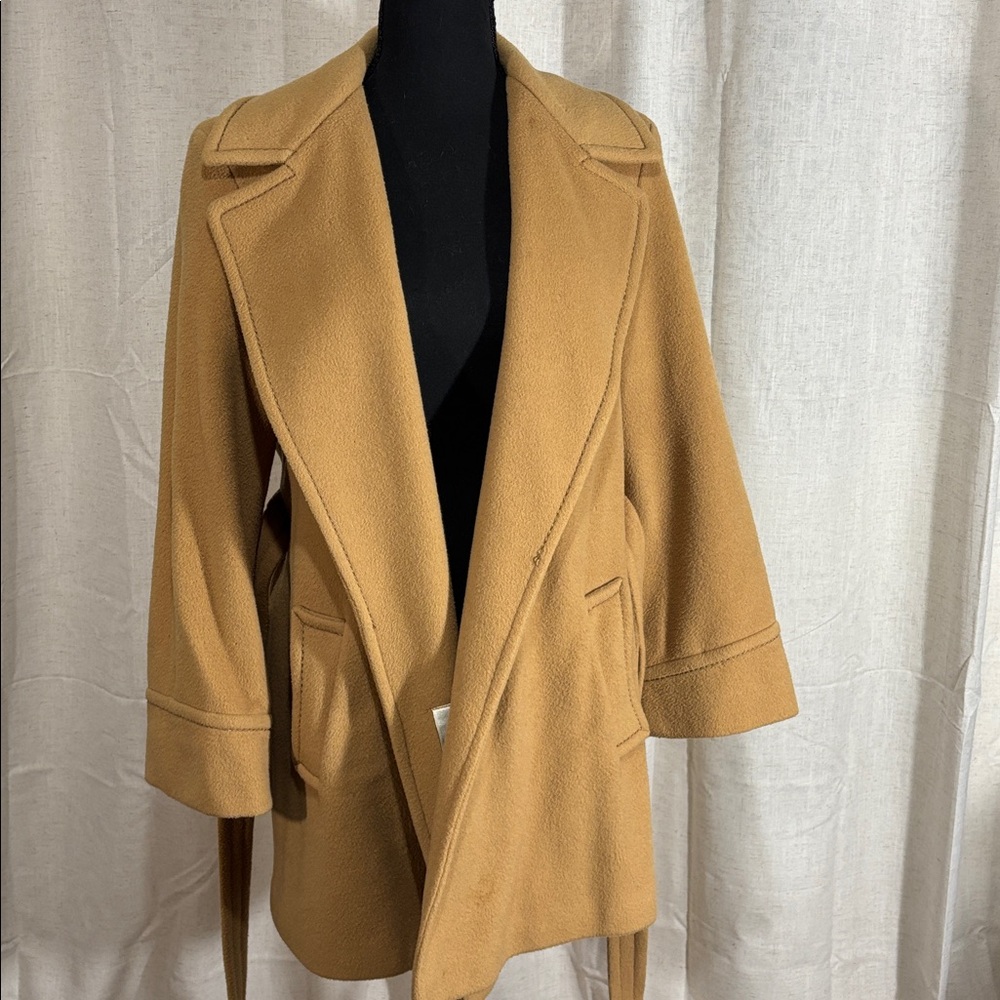 Vintage 70s Roos/Atkins Women’s Cashmere/Wool Blend Belted Coat in Camel - Picture 4 of 10